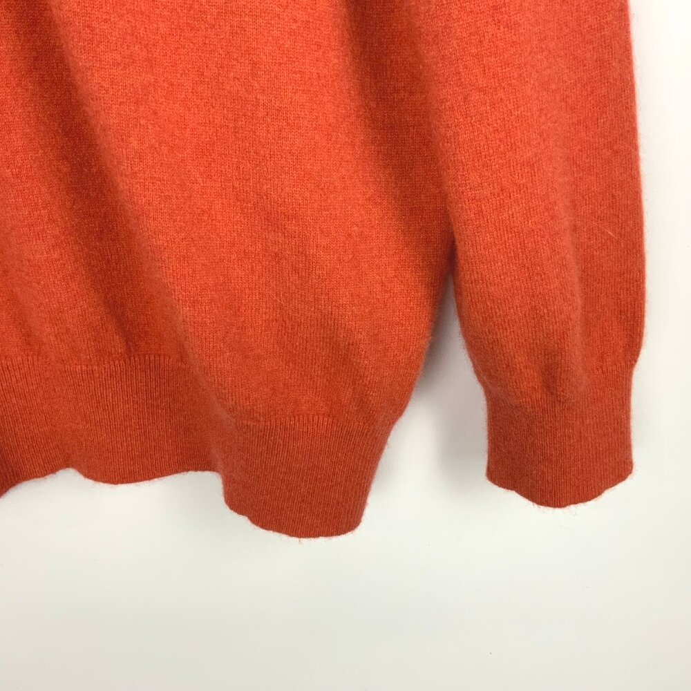 Men's Lands' End v-Neck 100% Cashmere Pullover Sweater Orange/Terracotta Sz XXL - Picture 4 of 16